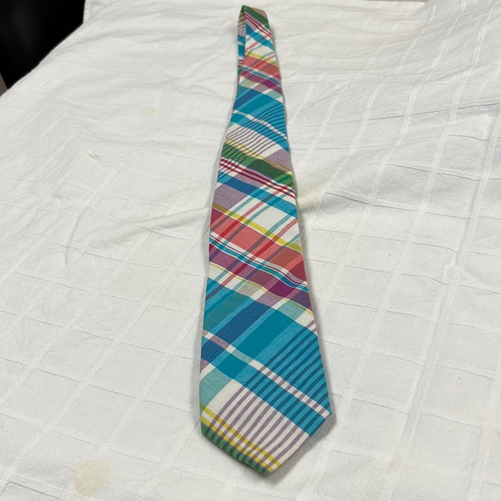 Madras plaid tie.